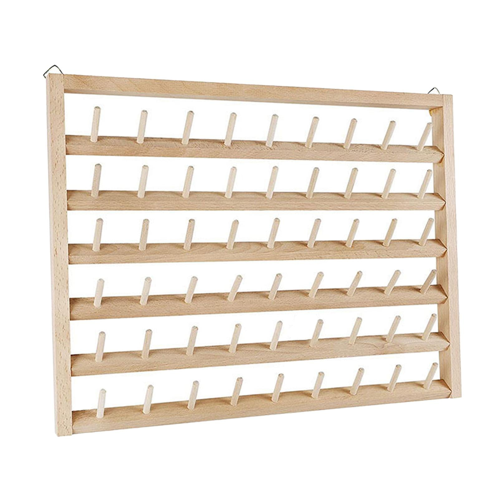 4 Pieces 48 Spool Wooden Thread Holder Wall Mounted Thread Rack with  Hanging Hooks Thread Organizer for Mini Sewing Quilting Jewelry Embroidery