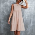 thumbnail image 5 of QLEICOM Summer Dress Savings Clearance Deals, Plus Size Casual Dresses, Women Holiday Solid Round Neck Sleeveless Party Beach Loose Dress, Beach Dress Sun Dresses Pink XL, 5 of 6