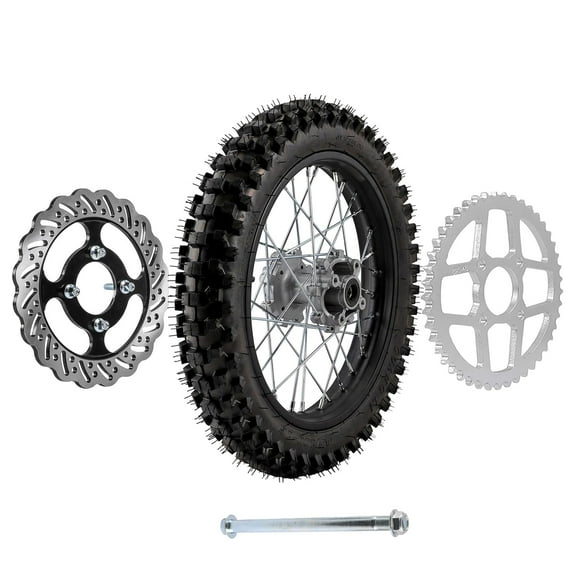16" Rear Wheel 90/100-16 Tire on Rim   520 Sprocket  Brake Disc Rotor  15mm Axle Bolt for Dirt PIt Bike Motocross Offroad Taotao Apollo SSR Motorcycle 140cc 150cc 160cc 200cc 250cc