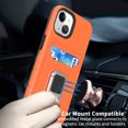 thumbnail image 6 of CoverON For Apple iPhone 13 Mini Phone Case, KickStand Ring Credit Card slot Rugged Cover Magnetic holder, Orange, 6 of 10