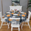 thumbnail image 2 of Pumpkin Ghost Bat Halloween Pattern Round Tablecloth 60"x60",Wrinkle Wipeable Table Cloth for Kitchen Dining Room Picnic Patio Party, 2 of 6