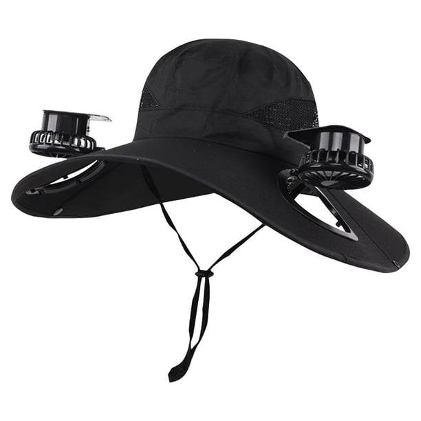 Solar Al Aire Libre Luces Al Aire Libre Amplio Sombrero de Sombrilla Del Ventilador Del Sol, Sombrero de Pesca Del Ventilador Doble de los Hombres Y las Mujeres