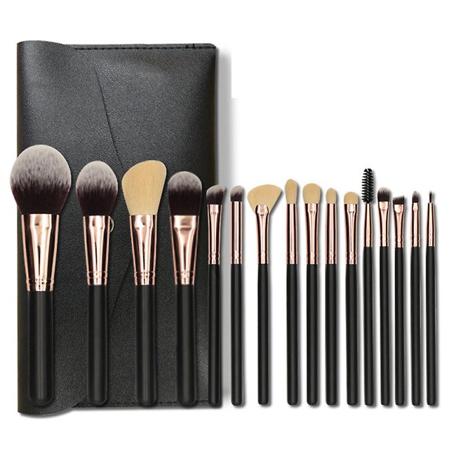 black Juego de brochas de maquillaje para cejas E: sombra de ojos, cejas, delineador de ojos, difuminado, base, difuminado, rubor