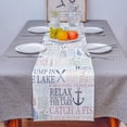 thumbnail image 4 of Table Runner Dresser Scarves 36 Inch Long, Retro Nautical Anchor Text Linen Dining Table Runners Rustic Sailboat Anchor Paddle Tabletop Scarf for Wedding Holiday Party Kitchen, 4 of 7