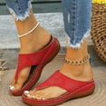 thumbnail image 4 of Beach Sandals for Woman, Xunlbb Women's Plus Size Summer Casual Solid Color Flip-flops Beach Wedge Toe Fish Mouth Sandals(Red,Size:43), 4 of 8