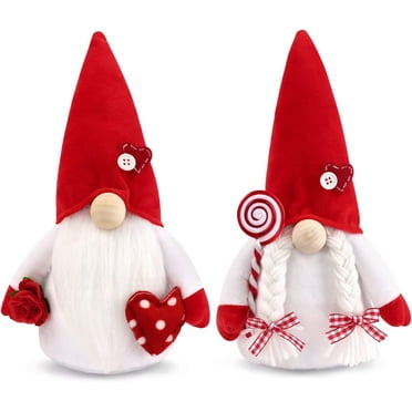 Ayieyill 2PCS Valentines Day Gnome Plush Decorations Swedish Tomte Gnomes, Romantic Valentines Day Decor Scandinavian Gnomes Decorations, 11.4 Inche