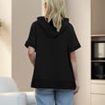 thumbnail image 5 of Xudanell Womens Clothes Fashion Half Zip Hoodie Short Sleeve Pocket Oversized Comfort Colors Sweatshirt Top Black XL, 5 of 7
