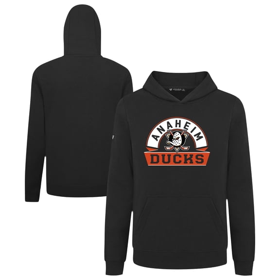 Youth Levelwear Black Anaheim Ducks Podium Banner Arch Pullover Hoodie