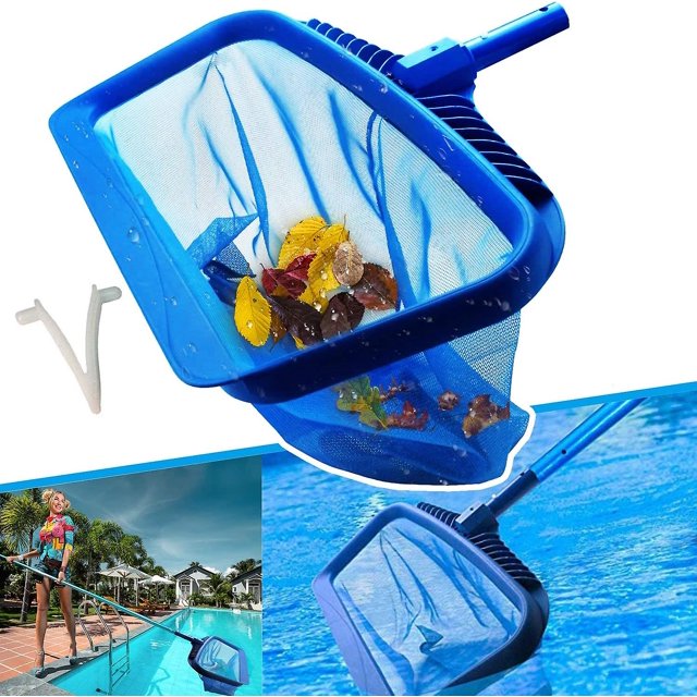 Red de espumadera para piscina, herramienta de limpieza de rastrillo de hojas de alta resistencia, recogedor de bolsas profundas de malla fina con plástico resistente