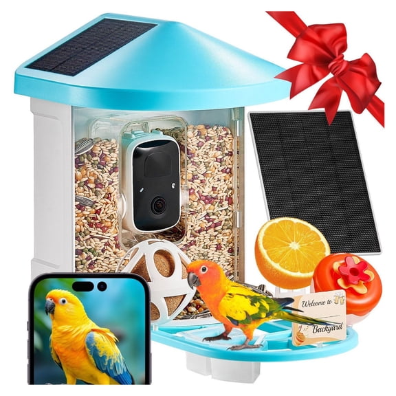 Smart Bird Feeder with Camera, AI Bird Identification, Solar Powered 2K HD Wi-Fi Camera