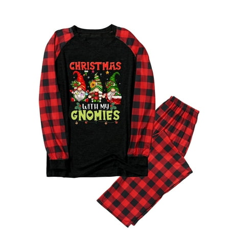 

Xutthjh Women Family Christmas Pajamas Home Printed Plaid Sleeve Holiday