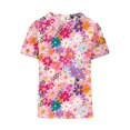 thumbnail image 4 of Blusas de Manga Corta para las Mujeres Cuello de Muñeca Lindo Lino Algodón, Impreso Suelto Camiseta para el Uso Casual, Diario Y de Verano, 4 of 4