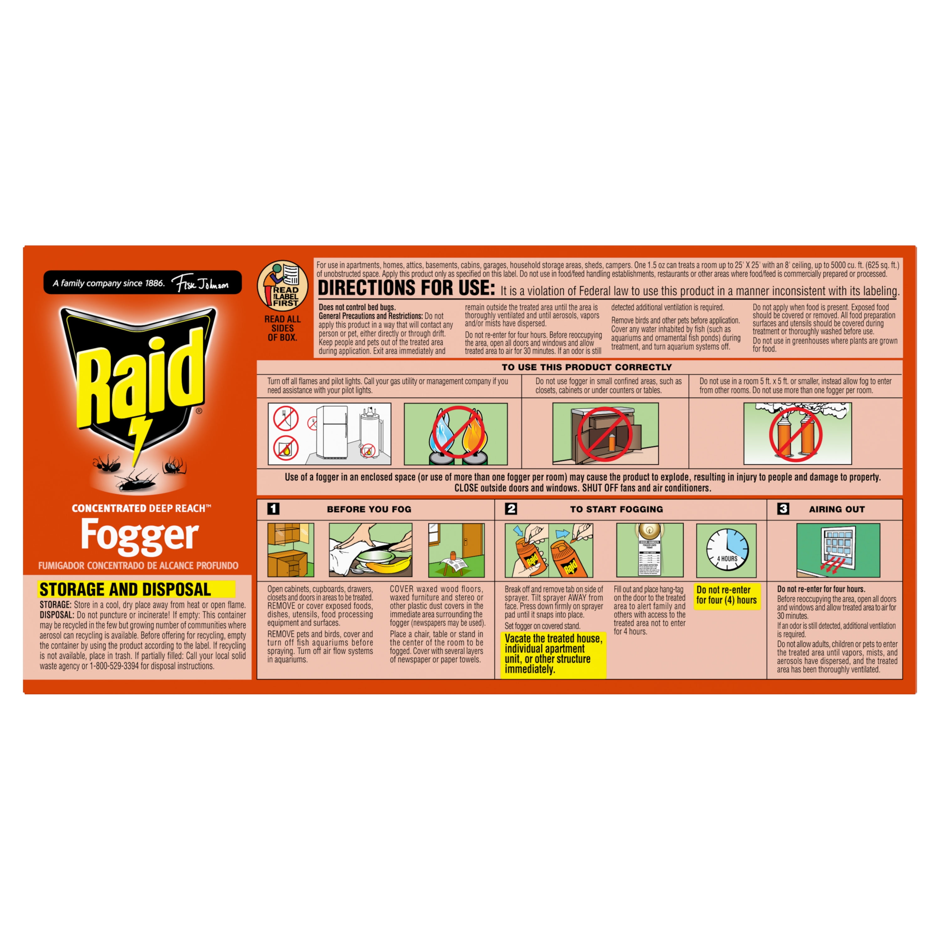 Raid Concentrated Deep Reach Fogger 1 5 Oz 4 Cans Walmart Com Walmart Com