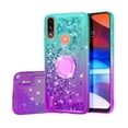 thumbnail image 2 of SOGA Quicksand Cover Cute Girl Phone Case Compatible for Motorola Moto E7 Power Case, with Ring for Magnetic Car Mounts, Lanyard, Tempered Glass - Purple / Teal, 2 of 6