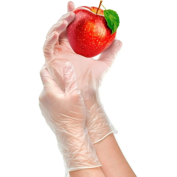 Disposable Vinyl Gloves, Large. 100 Pack PVC Disposable Cooking Gloves. Non-Sterile and Ambidextrous Plastic Disposable Medical Gloves. Waterproof Clear Gloves Disposable Latex Free for Food Prep