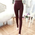 thumbnail image 4 of Thermal Footed Leggings Women High Waist Stepping Design Slimming Fleece Plush Velvet Lined Thick Pantyhose Tights (Free Size, Wine), 4 of 6