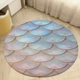 thumbnail image 4 of Mermaid Fish Scales Round Rugs -Washable Non-Slip Small Round Area Rug Throw Soft Circle Rugs for Bedroom, Modern Print Indoor Carpet for Entryway Sofa Living Room, 4 of 6