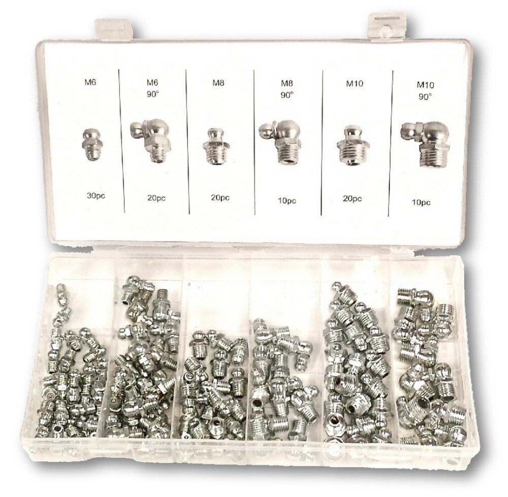 Assorted Metric Hydraulic Grease Zerk Fittings 110 Pc Kit