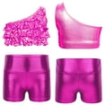 thumbnail image 1 of Oyolan Big Girls Gymnastic Workout Set 2PCS Crop Tops with Shorts 4-16 Years Sequins Dance Outfit Hot Pink 10, 1 of 7