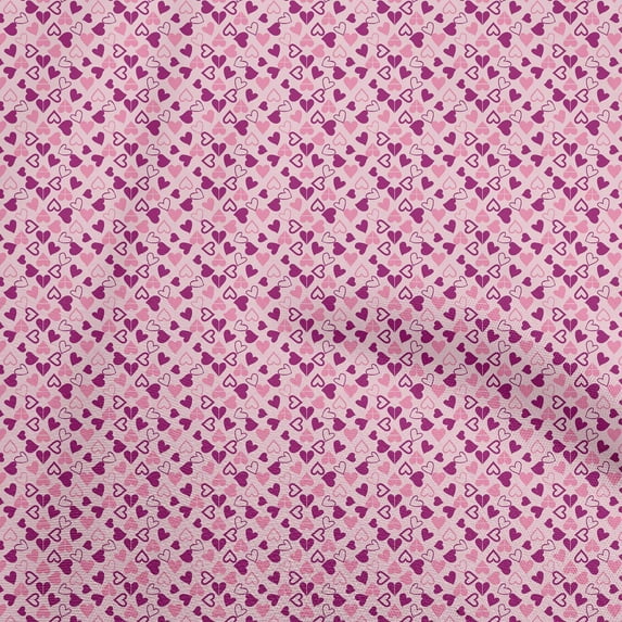 oneOone Cotton Cambric Dark Magenta Fabric Hearts Print Craft Projects Decor Fabric Printed By The Yard 56 Inch Wide