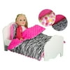 Olivia's Little World - Little Princess 18" Doll Single Bed & 2 Bedding Set - Zebra Prints / Summer Flowers