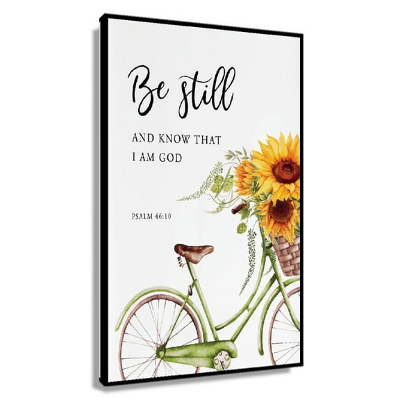 Psalm 46 10 Be Still Bible Verse Wall Art, Printable Wall Art, Sunflower Print Christin Gift Poster Pictures Printed Canvas Room Decor Kitchen