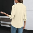 thumbnail image 4 of KDDYLITQ Womens Tops 3/4 Sleeve V Neck Basic Shirts Cotton Linen Solid Color Dressy Blouse Work 2026 Polo Shirts Beige 2XL, 4 of 6