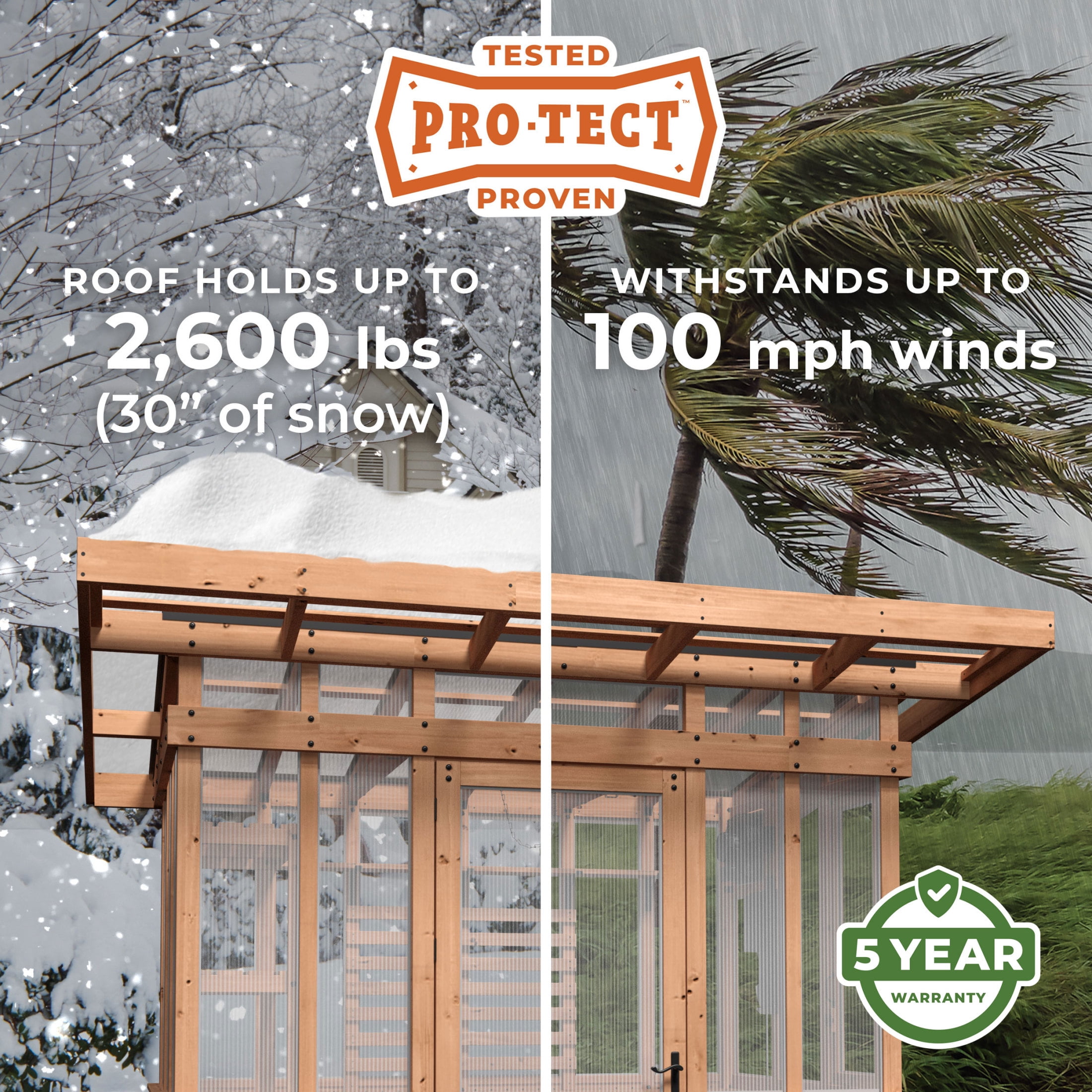 Backyard Discovery Poppy 9'x6' Cedar Wood and Polycarbonate Greenhouse Kit, PowerPort
