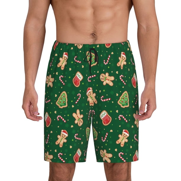 Fotbe green Christmas Element Pantalones Cortos de Pijama para Hombre, Ropa de Dormir, Pantalones de Pijama Cortos para Hombre-4X-Large