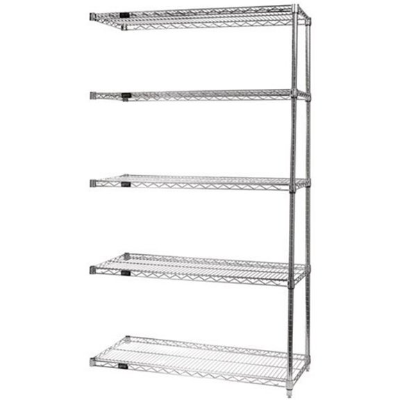 Quantum Storage AD54-2136C-5 5-Shelf Chrome Wire Shelving Add-On Unit - 21 x 36 x 54 in.