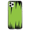 thumbnail image 1 of DistinctInk Clear Shockproof Hybrid Case for iPhone 11 (6.1" Screen) - TPU Bumper, Acrylic Back, Tempered Glass Screen Protector - Lime Green Black Spikes, 1 of 1