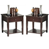 Home Square 2-Piece Furniture Basswood End Table Set in Walnut