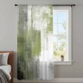 thumbnail image 4 of Sage Green Ombre Sheer Curtains 108 Inches Extra Long, Vintage Shabby Abstract Plaid Art Light Filering Curtains, Privacy Drapes Simi Floor to Veiling Curtain for Living Room Large Window Treatment, 4 of 9