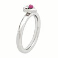 thumbnail image 3 of Bague Cœur Rubis Créé en Argent Sterling Stackable Expressions Taille 7, 3 of 3