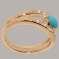 thumbnail image 3 of LBG British Made 9k Rose Gold Genuine Natural Turquoise & Diamond Womens Band Ring - 33 size options - Size 5.5, 3 of 7