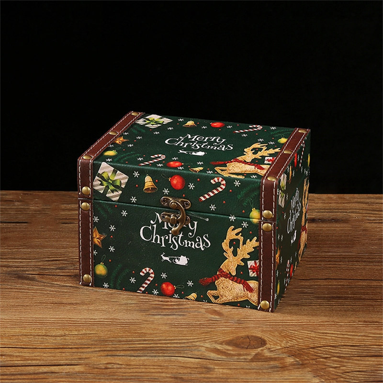 XKHHLH PU Leather Wooden Storage Box with Lid Small Antique Jewelry Treasure Box, Vintage Treasure Chest Box with Handle for Cards,Photo,Keepsakes Gift for Christmas Birthday