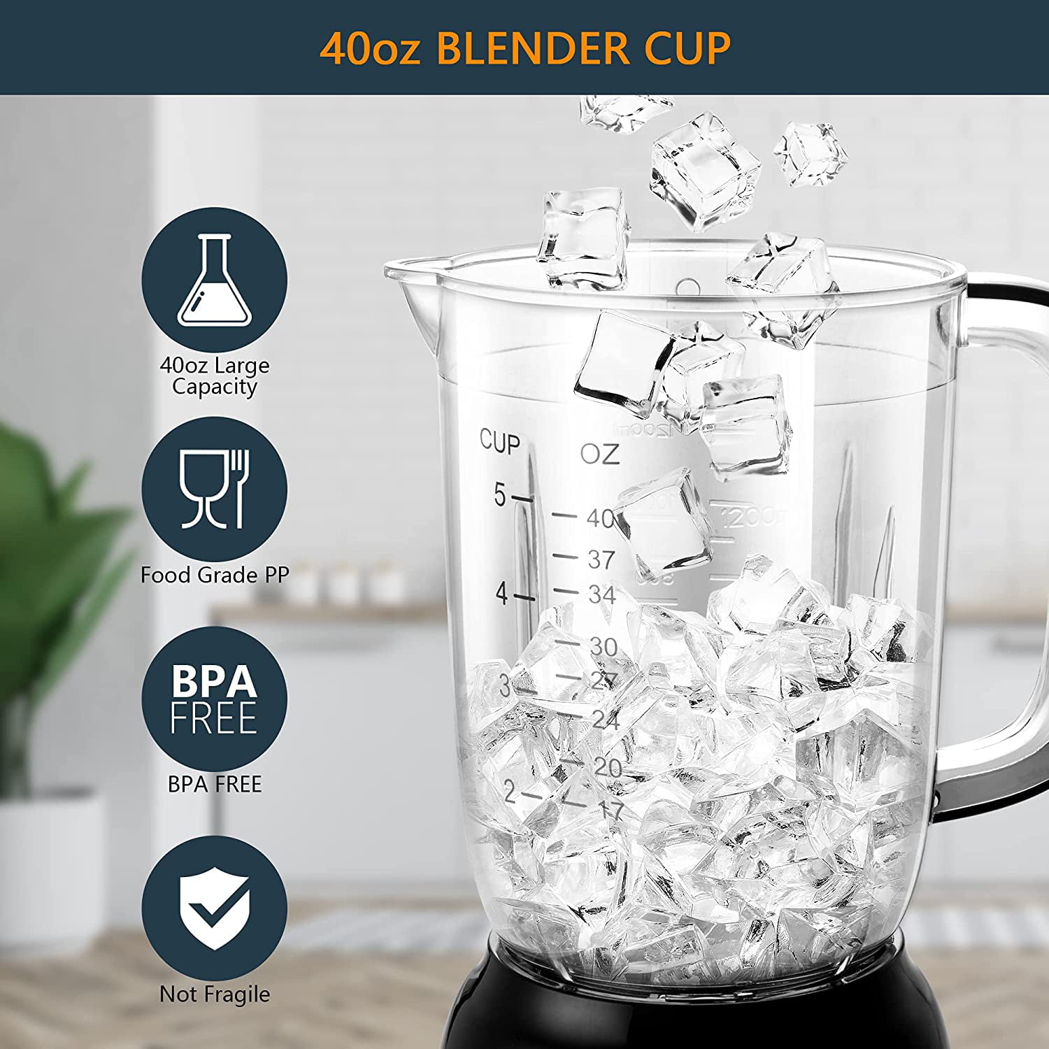 Bear 700W 3 Speed Self-Cleaning Countertop Blender with 40oz