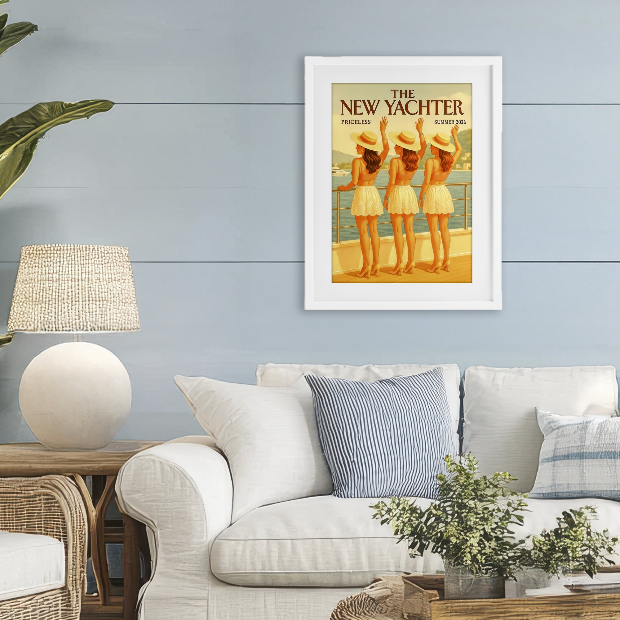 Stupell Industries Magazine Parody Fashion Trio White Framed Print Under Glass, design by Grotto Studios