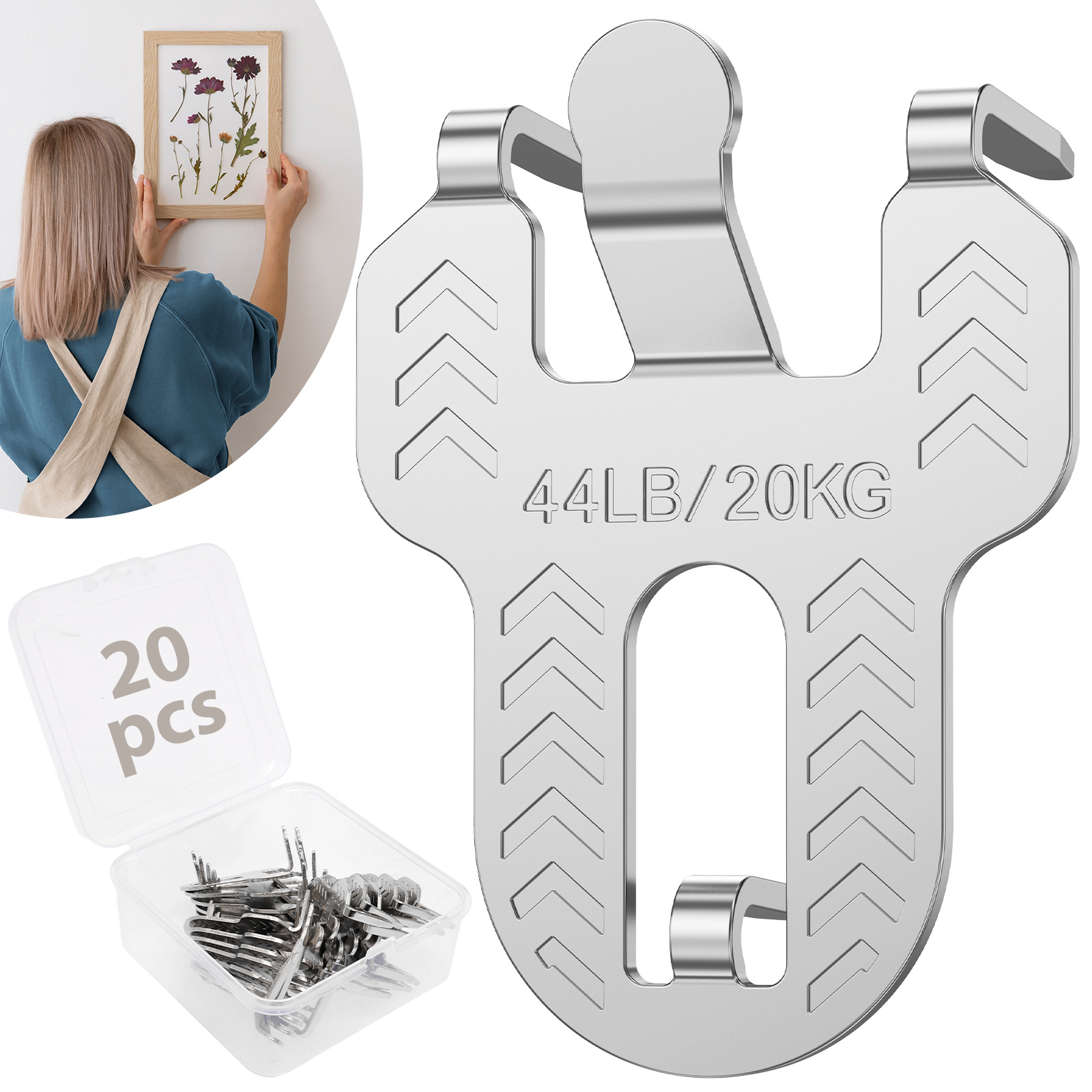 WISYOK 120-Piece Picture Hanger Kit – 30lb & 50lb Hooks With Nails, Heavy Duty For Drywall & Wooden Walls (Gold)