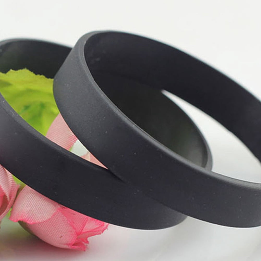 Unisex Black Musical Note Silicone Wrist Bracelet – Rubber Band – UK Seller
