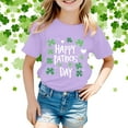 thumbnail image 2 of Toddler Girls St Patrick Day Shirt Funny Shamrock Short Sleeve T-Shirt Irish Pullover Tops Comfortable Tee for Boys & Girls Purple,8-9 Years, 2 of 4