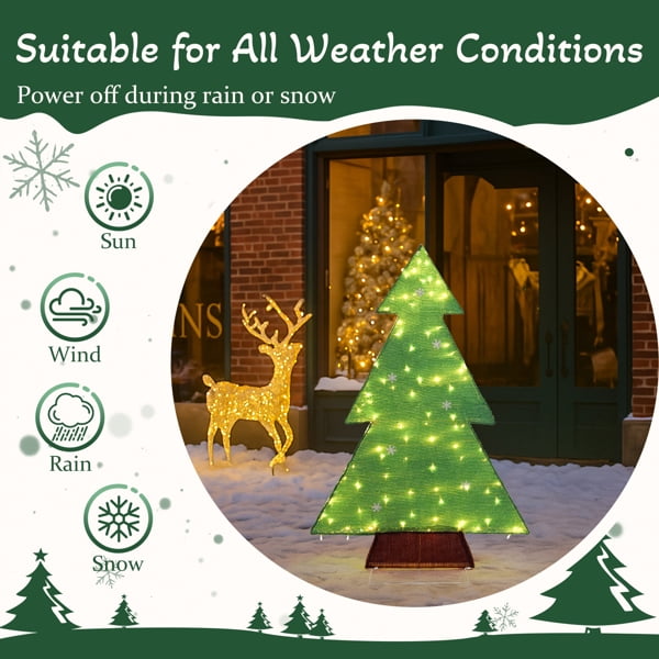 Alvantor 4 ft Lighted Christmas Tree with 110 Warm White LED Lights, Indoor and Outdoor Christmas Decorations