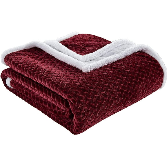 Faith, Hope, Love Home Décor Home Essentials Ultra Lush Heavy Sherpa Throw Blanket (50" X 60") - Burgundy