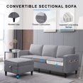 thumbnail image 3 of Puremind 78Inch Small L Shaped Sectional Sofa with Storage Ottoman and Side Pocket, Linen Sectional Couch for Living Room/Small Spaces, Light Gray, 3 of 7