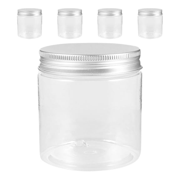 ETEREAUTY 5Pcs Portable Clear Plastic Jars with Aluminum Lids Leakproof Design for Kitchen Use