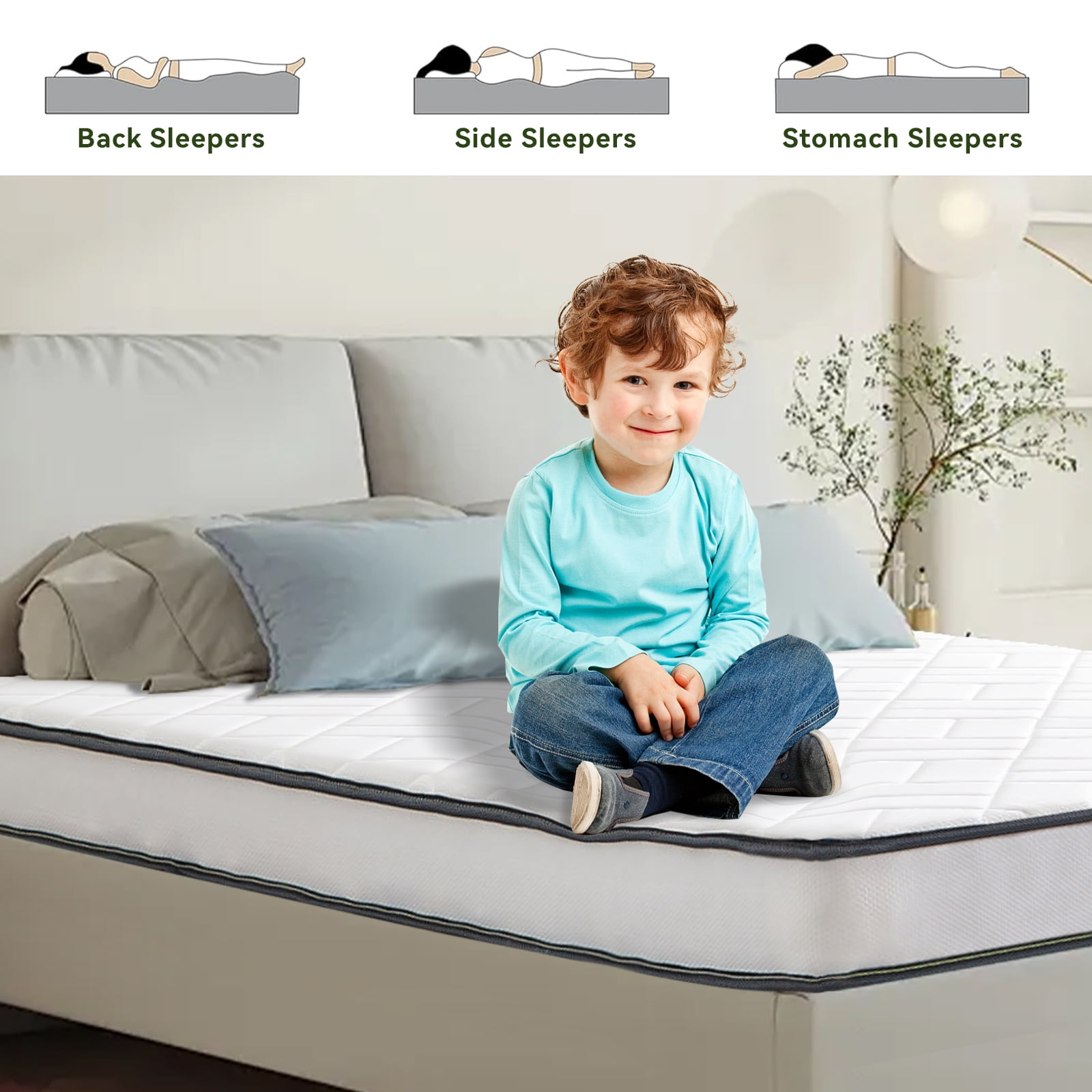VFD Queen Mattress, 6 inch Cooling Gel Memory Foam Hybrid Mattress in a Box Medium Feel Pressure Relief, CertiPUR-US Certified