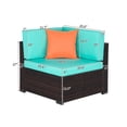 thumbnail image 4 of SalonMore 7PCS Rattan Wicker Patio Furniture Set Outdoor Wicker Sectional Set Patio Sectional for Garden, Outdoor Sectional Set with Lake Blue Cushion, 4 of 8