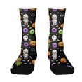 thumbnail image 2 of Halloween Lantern Pumpkin Print Socks, All Over Pumpkin Print Mid Calf Socks, Classic Novelty Socks for Halloween Celebration and Daily Outfit Light Purple, 2 of 7
