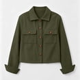 thumbnail image 4 of Resicozy Womens Fashion Cropped Jacket Corduroy Button Down Long Sleeve Coats Lightweight Plain Jackets with Pockets 2026 Army Green M, 4 of 4