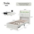 thumbnail image 3 of SIBEDS LED Bed Frame with Drawer Pockets and Linen Upholstered Cream Wingback Headboard, Twin, 3 of 6